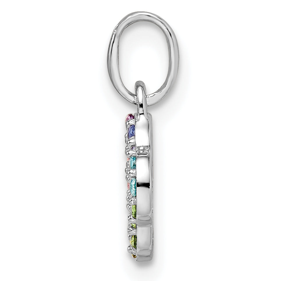 Sterling Silver Rhodium-plated Rainbow Nano Crystal Clover Pendant Secondary image