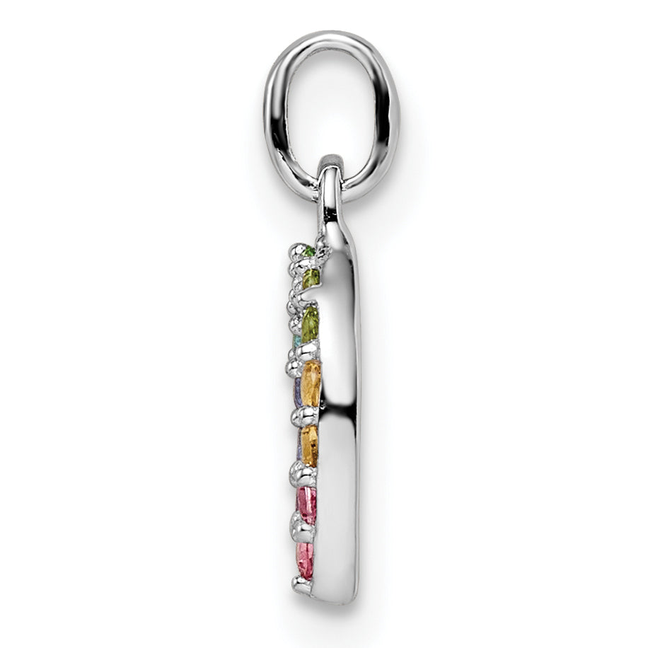 Sterling Silver Rhodium-plated Rainbow Nano Crystal Horseshoe Pendant Secondary image
