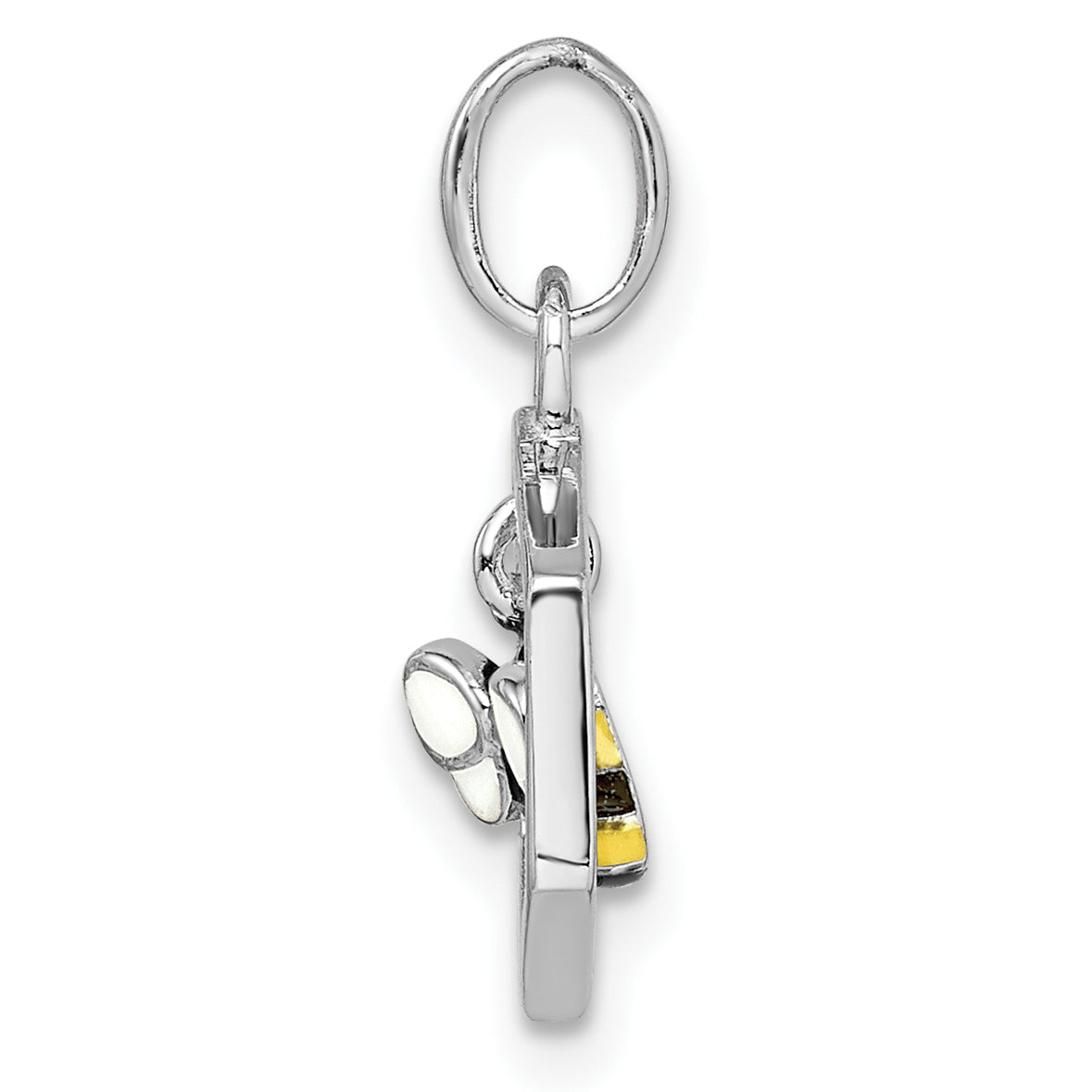 Sterling Silver RH-plated Polished Enameled Bee in Hive Children's Pendant Secondary image