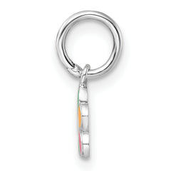 Sterling Silver RH-plated Multi-color Enameled Flower Children's Pendant