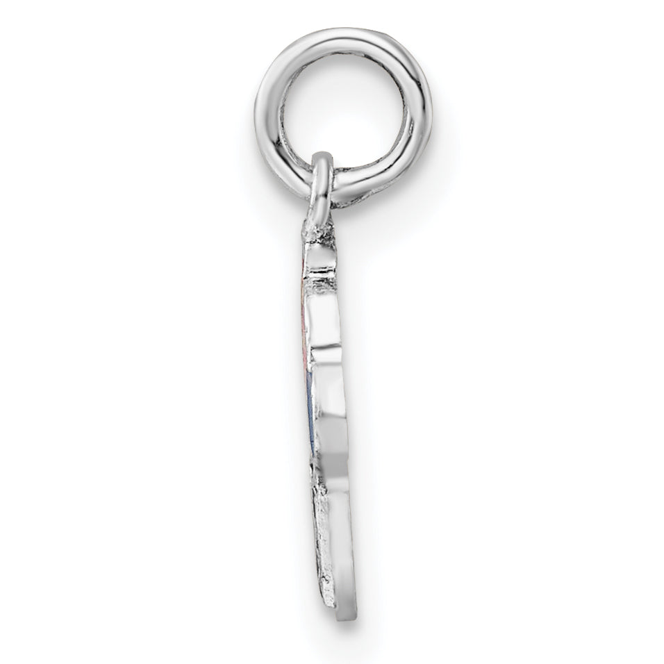Sterling Silver RH-plated Enameled Ice Cream Cone Children's Pendant