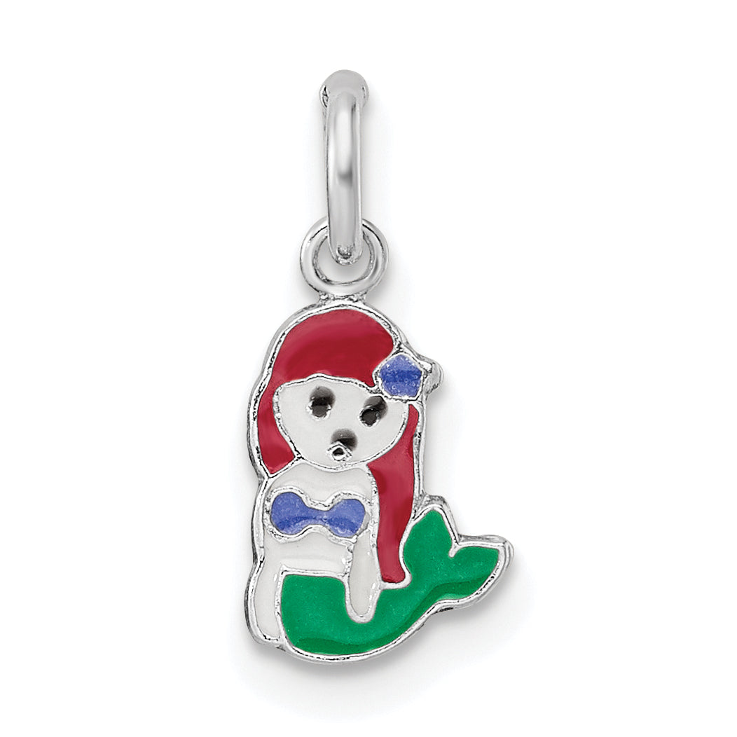 Sterling Silver RH-plated Multi-color Enamel Mermaid Children's Pendant Main image