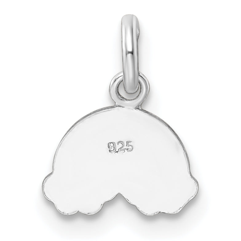Sterling Silver RH-plated Polished & Enameled Rainbow Children's Pendant