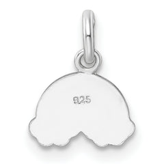 Sterling Silver RH-plated Polished & Enameled Rainbow Children's Pendant
