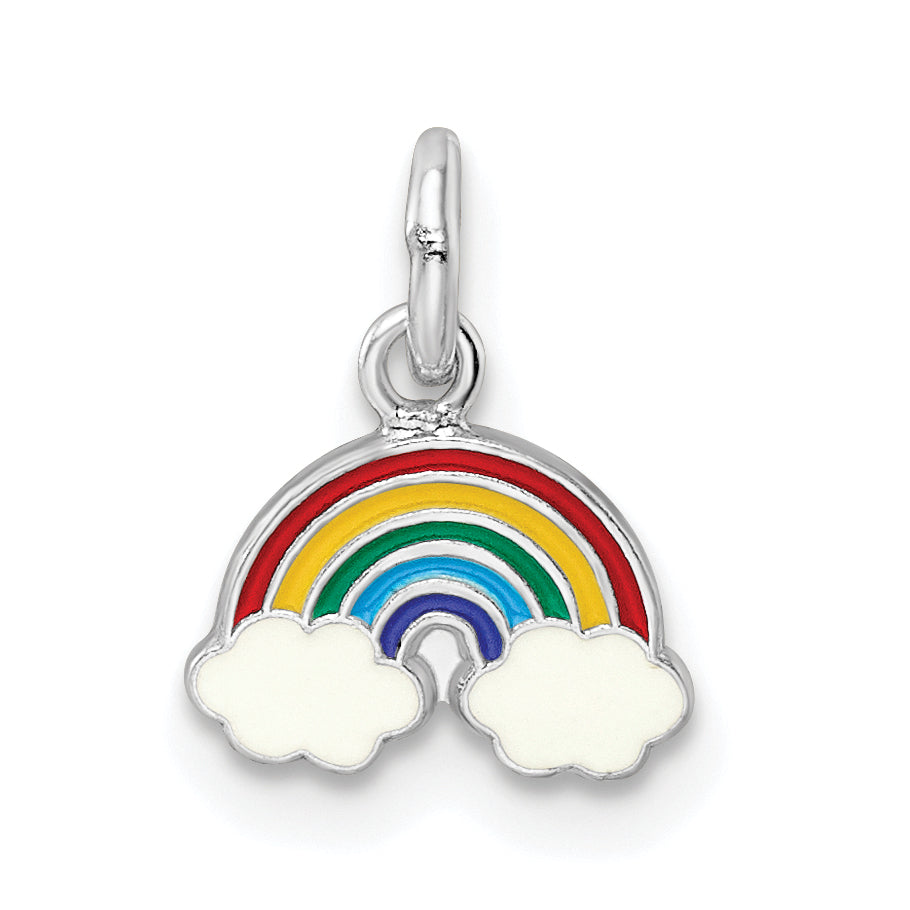 Sterling Silver RH-plated Polished & Enameled Rainbow Children's Pendant Main image