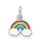 Sterling Silver RH-plated Polished & Enameled Rainbow Children's Pendant
