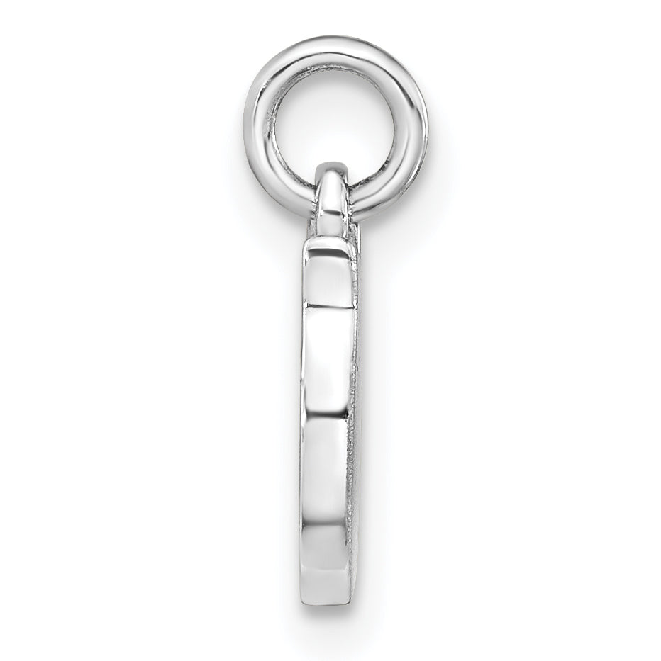 Sterling Silver Rhodium-plated Polished & Brushed Cat Children's Pendant