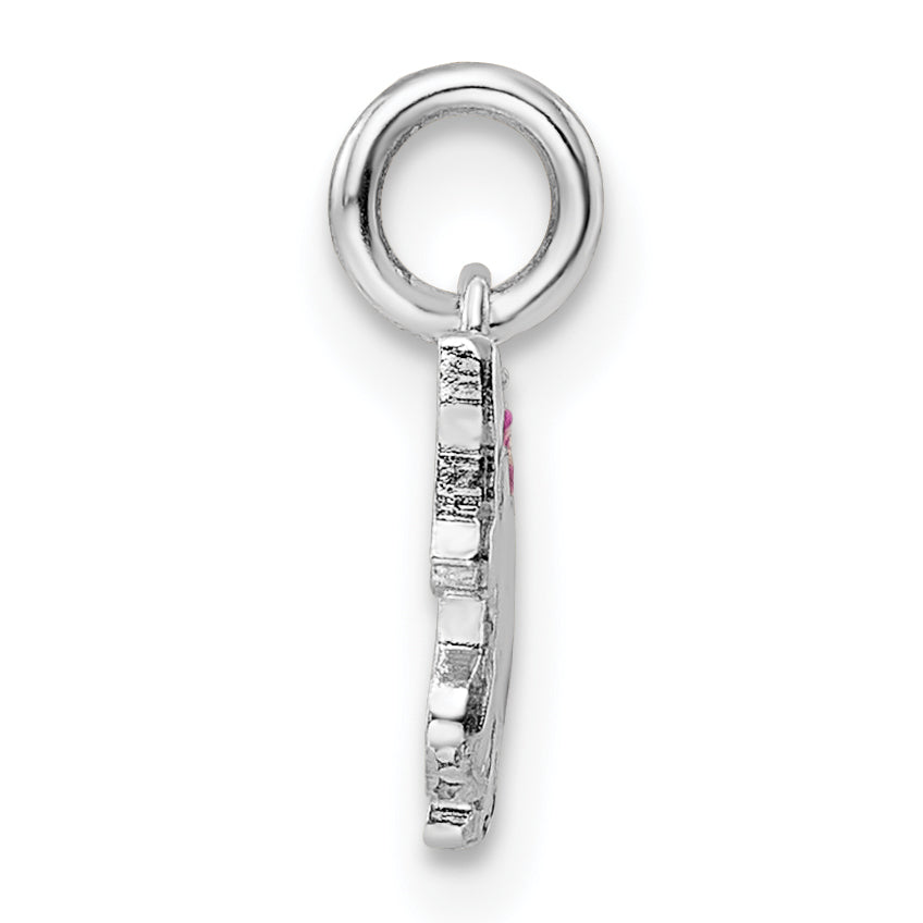 Sterling Silver Rhodium-plated Pink, White & Black Enameled Unicorn Children's Pendant Secondary image