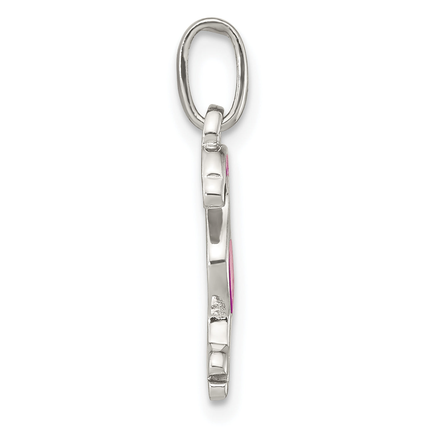 Sterling Silver Hot Pink & Black Enameled Flamingo Children's Pendant Secondary image