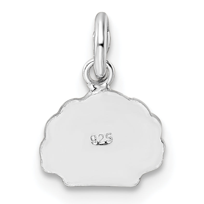 Sterling Silver Rhodium-plated Polished Pink and Orange Enameled Shell Children's Pendant