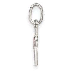 Sterling Silver Rhodium-plated Cross Pink Enamel Heart Pendant