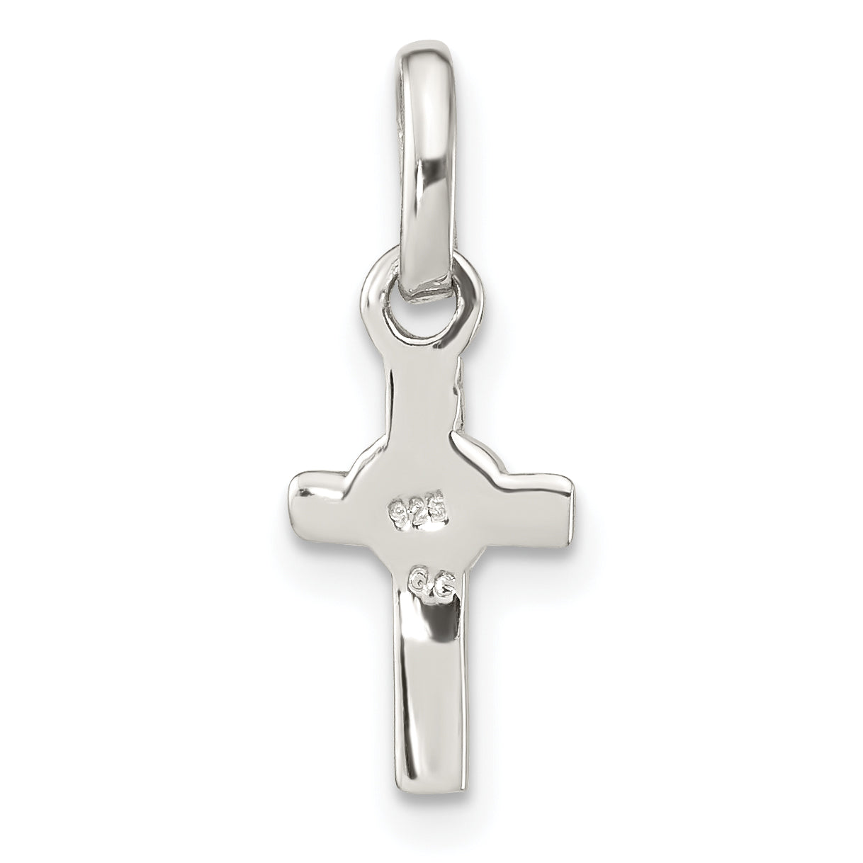 Sterling Silver Rhodium-plated Cross Pink Enamel Heart Pendant