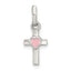 Sterling Silver Rhodium-plated Cross Pink Enamel Heart Pendant