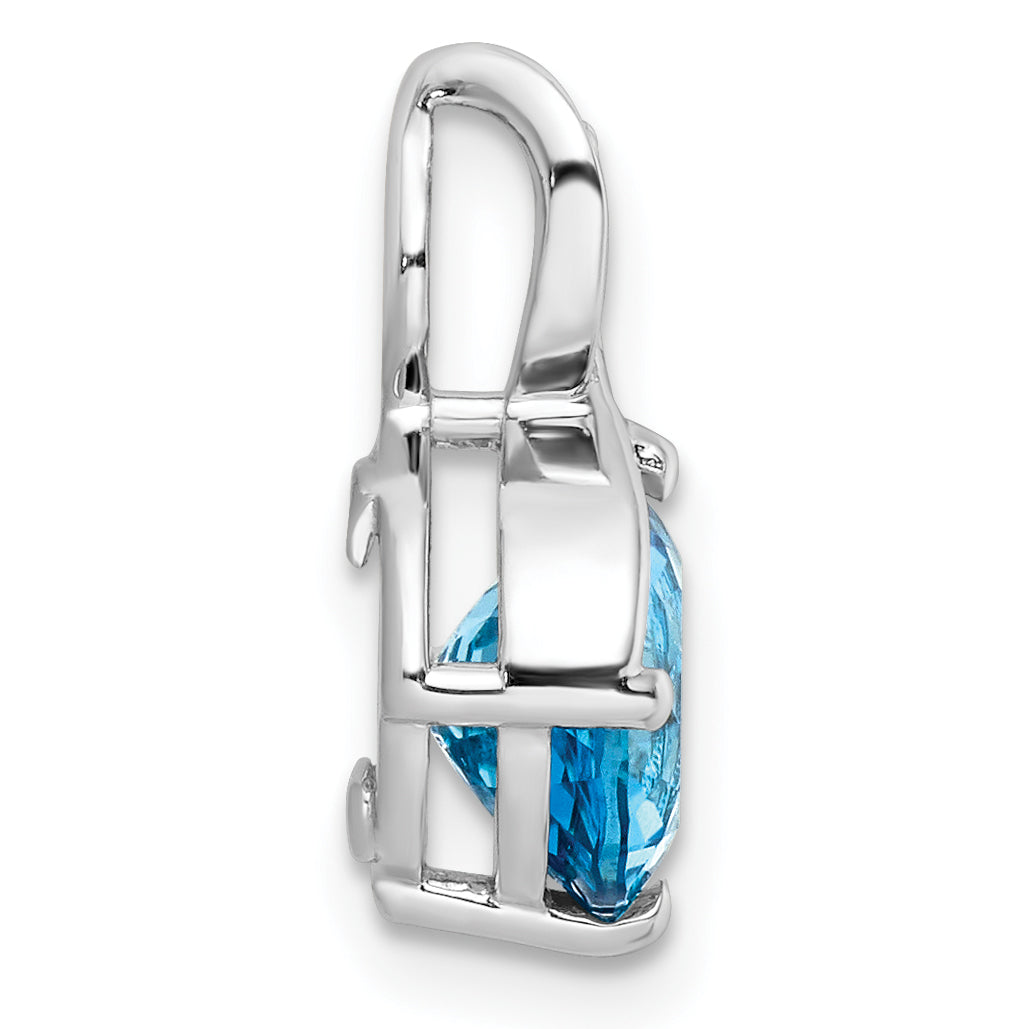 Sterling Silver Rhodium-plated Circle Swiss Blue Topaz/White Topaz Pendant Secondary image