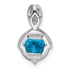 Sterling Silver Rhodium-plated Circle Swiss Blue Topaz/White Topaz Pendant