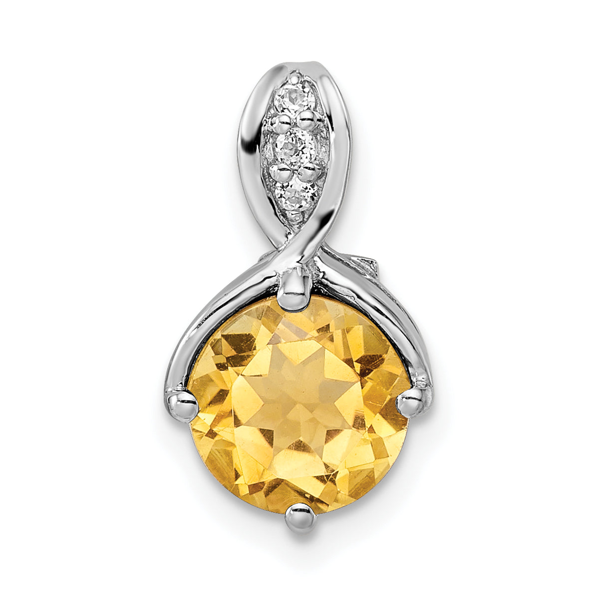 Sterling Silver RH-plated Circle 1.86t.w. Citrine/White Topaz Pendant Main image