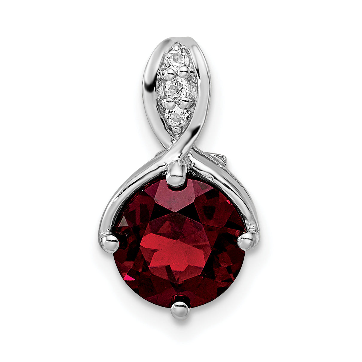 Sterling Silver RH-plated Circle 2.56t.w. Garnet/White Topaz Pendant Main image