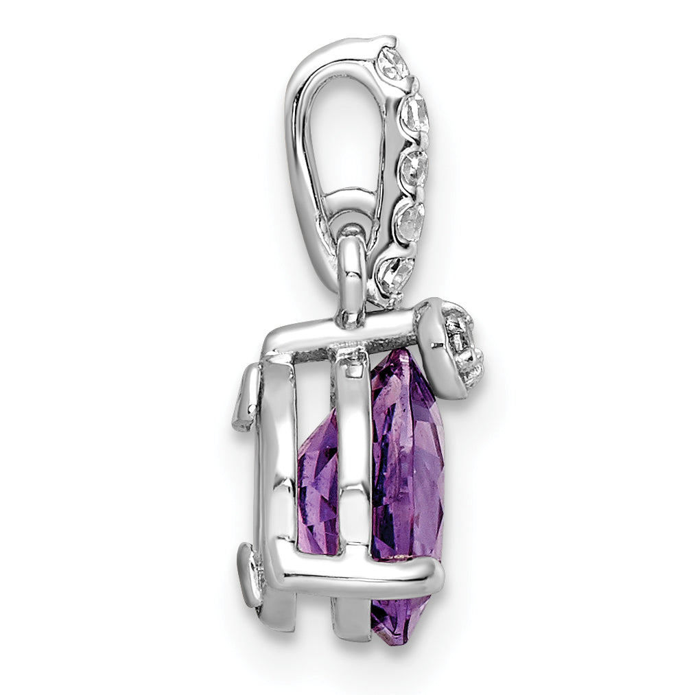 Sterling Silver Rhod-plated Circle 1.90Amethyst/WhiteTopaz Pendant Secondary image