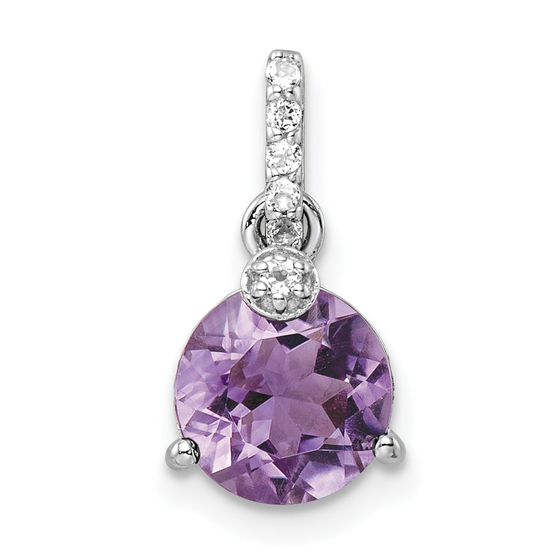 Sterling Silver Rhod-plated Circle 1.90Amethyst/WhiteTopaz Pendant Main image