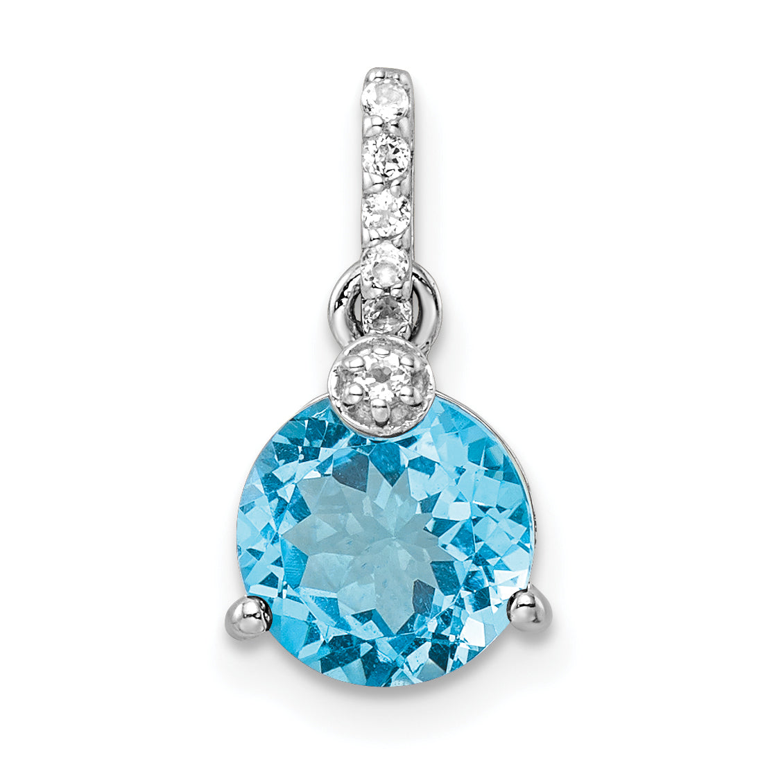 Sterling Silver Rhodium-plated Circle Swiss Blue Topaz/White Topaz Pendant Main image