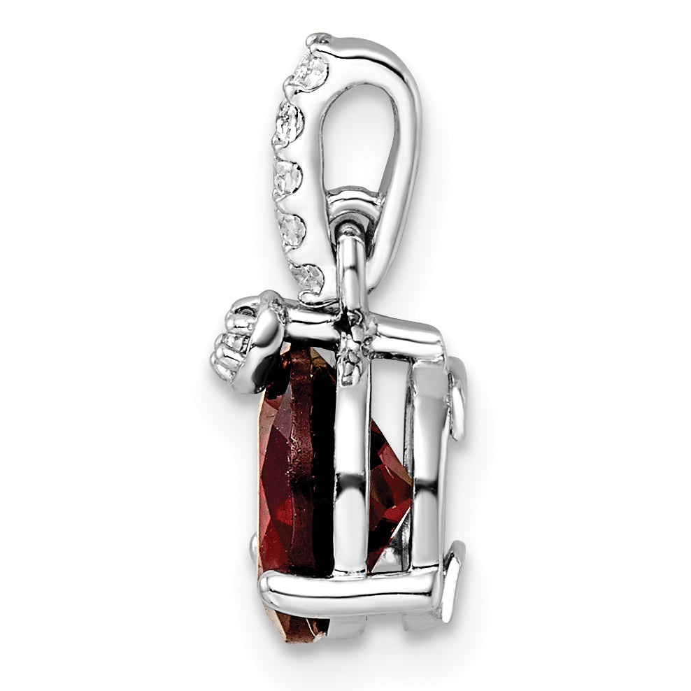 Sterling Silver RH-plated Circle 2.6t.w. Garnet/White Topaz Pendant Secondary image
