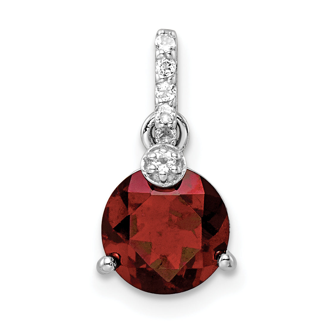 Sterling Silver RH-plated Circle 2.6t.w. Garnet/White Topaz Pendant Main image