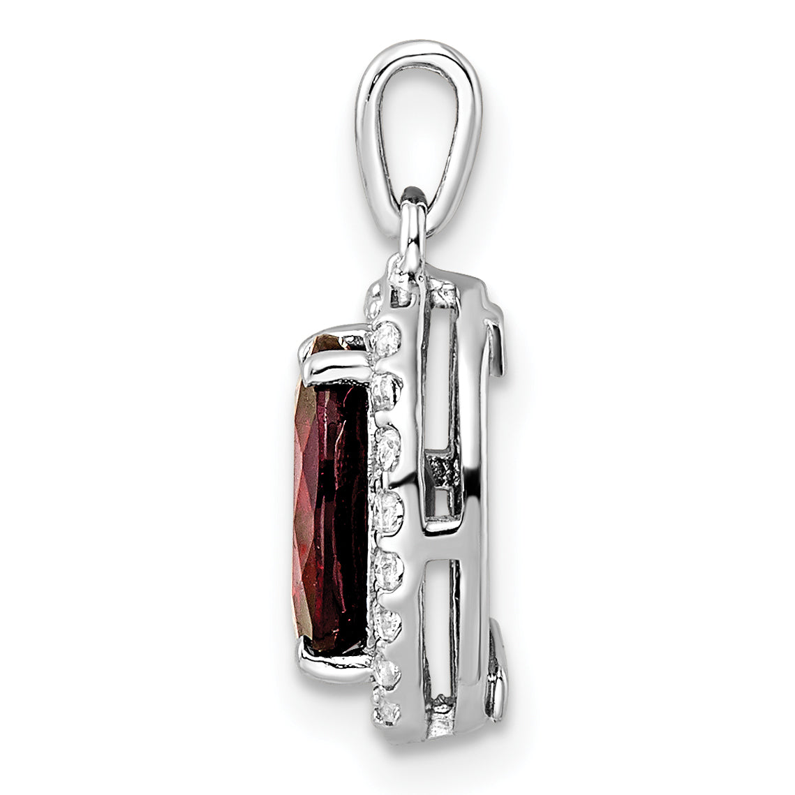 Sterling Silver RH-plated Oval 2.04t.w. Garnet/White Topaz Pendant Secondary image