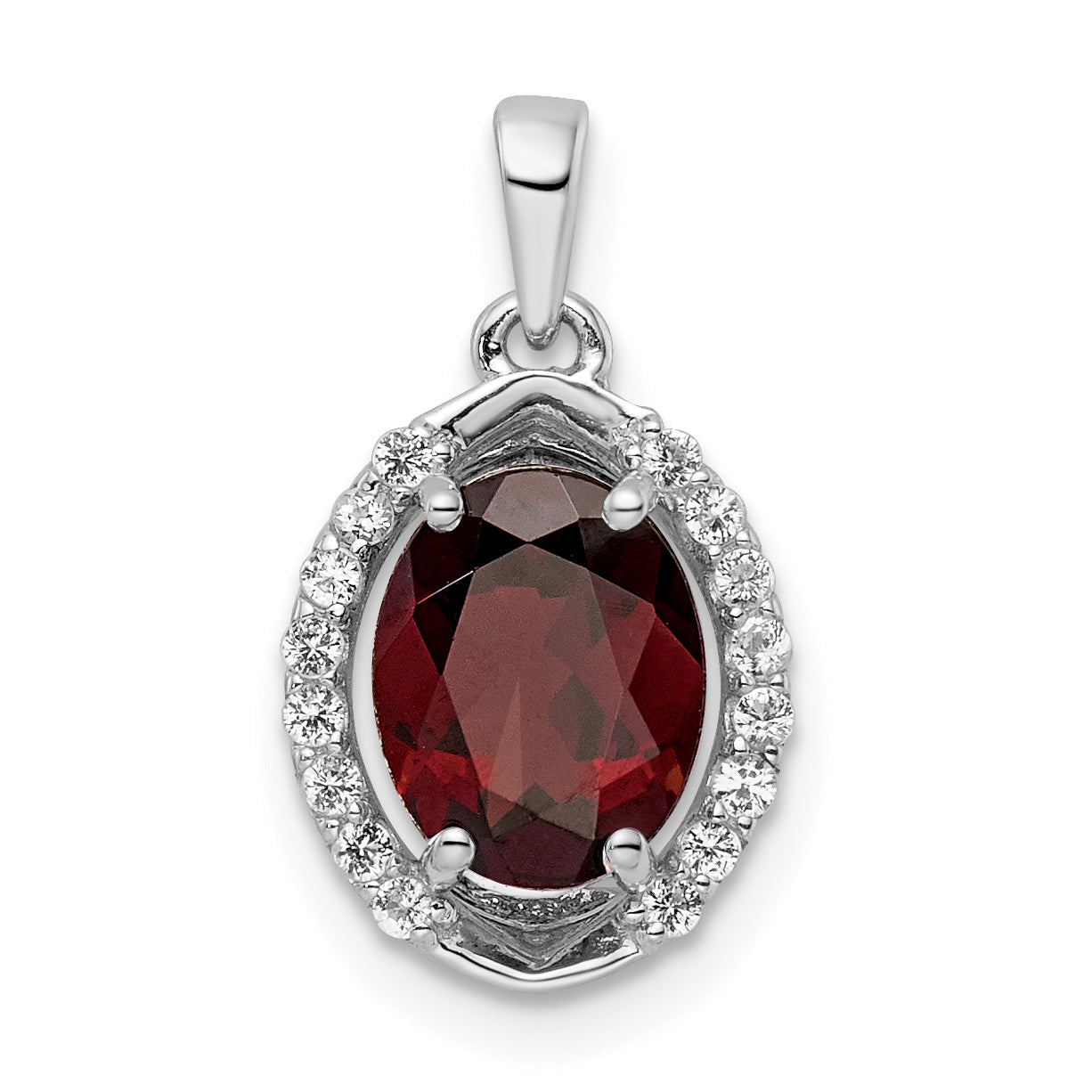 Sterling Silver RH-plated Oval 2.04t.w. Garnet/White Topaz Pendant Main image