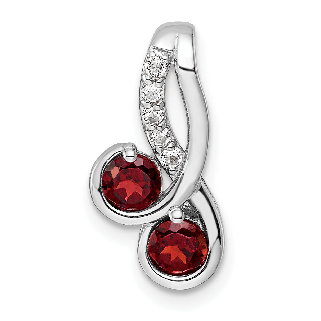 SS Rhod-plated Double Circle .7t.w. Garnet/White Topaz Pendant Main image