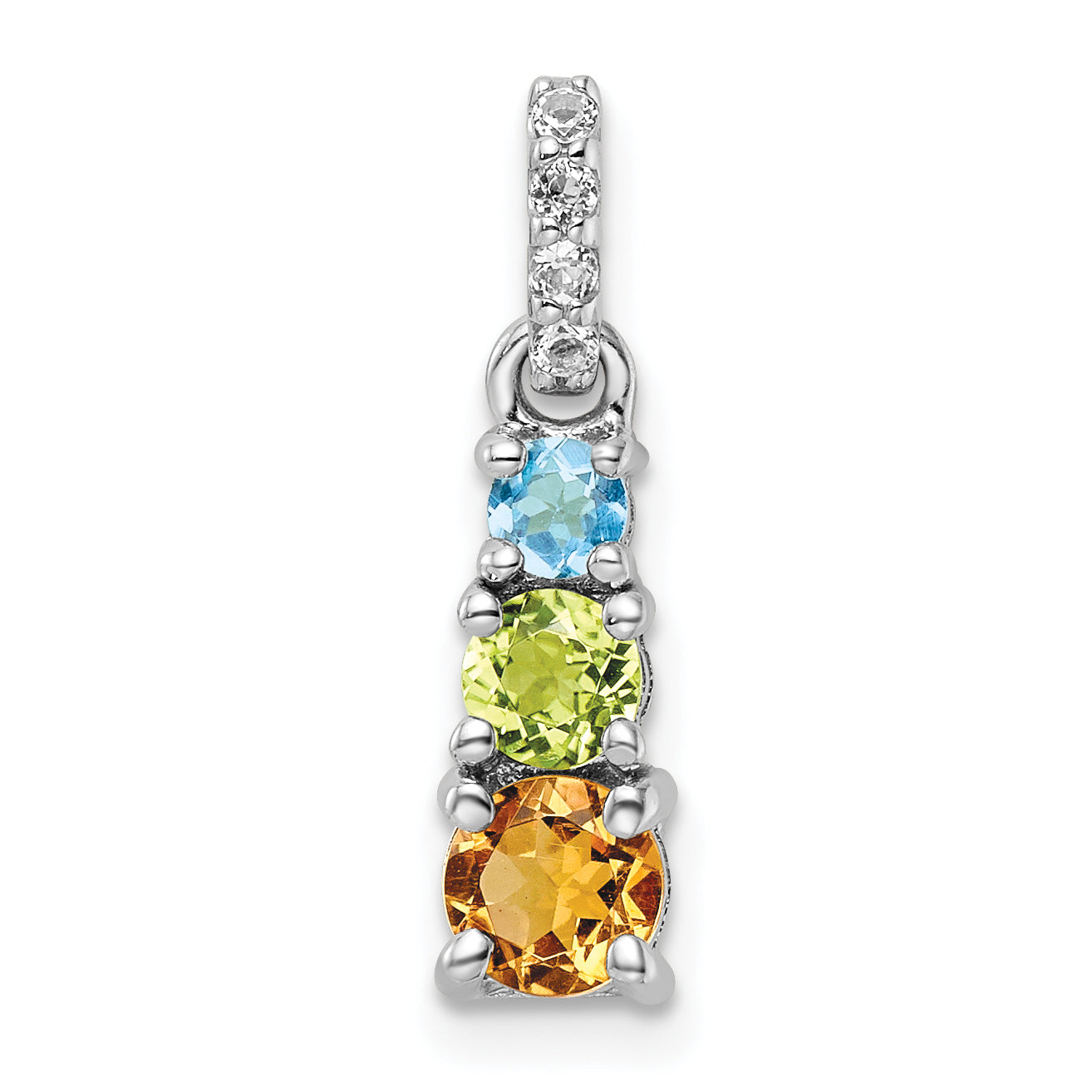 Sterling Silver RH-plated .85t.w. PE/CI/LSBT/WT 3-Stone Pendant Main image