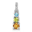 Sterling Silver RH-plated .85t.w. PE/CI/LSBT/WT 3-Stone Pendant