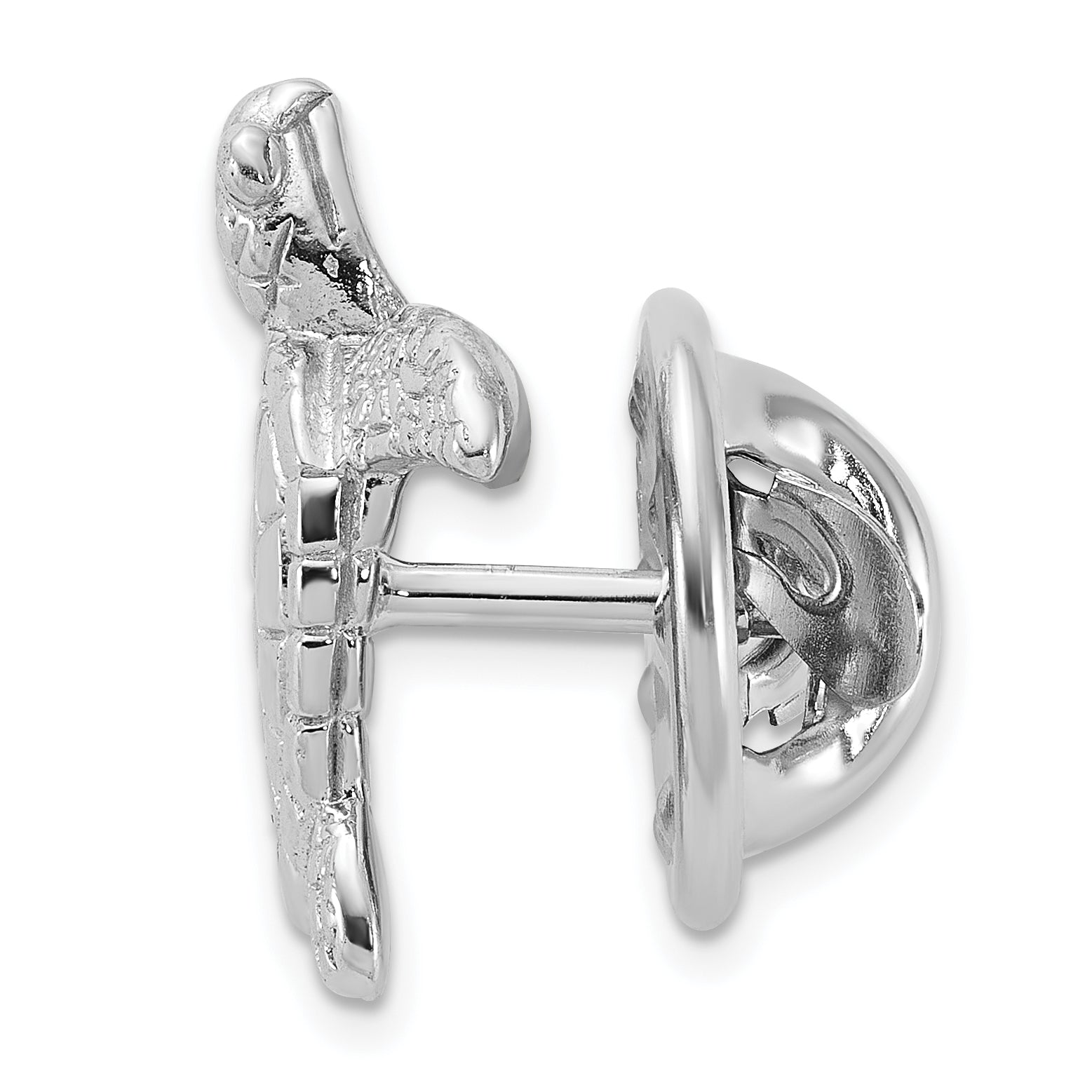 Sterling Silver Rhodium-plated Polished Turtle Pin Secondary image