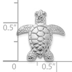Sterling Silver Rhodium-plated Polished Turtle Pin