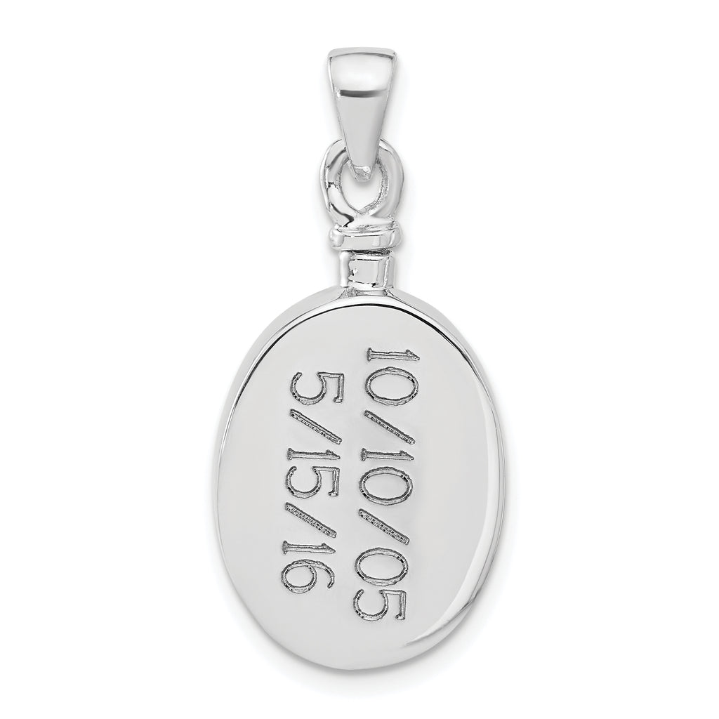 Sterling Silver Rhodium-plated Enamel Oval with Dog Ash Holder Pendant