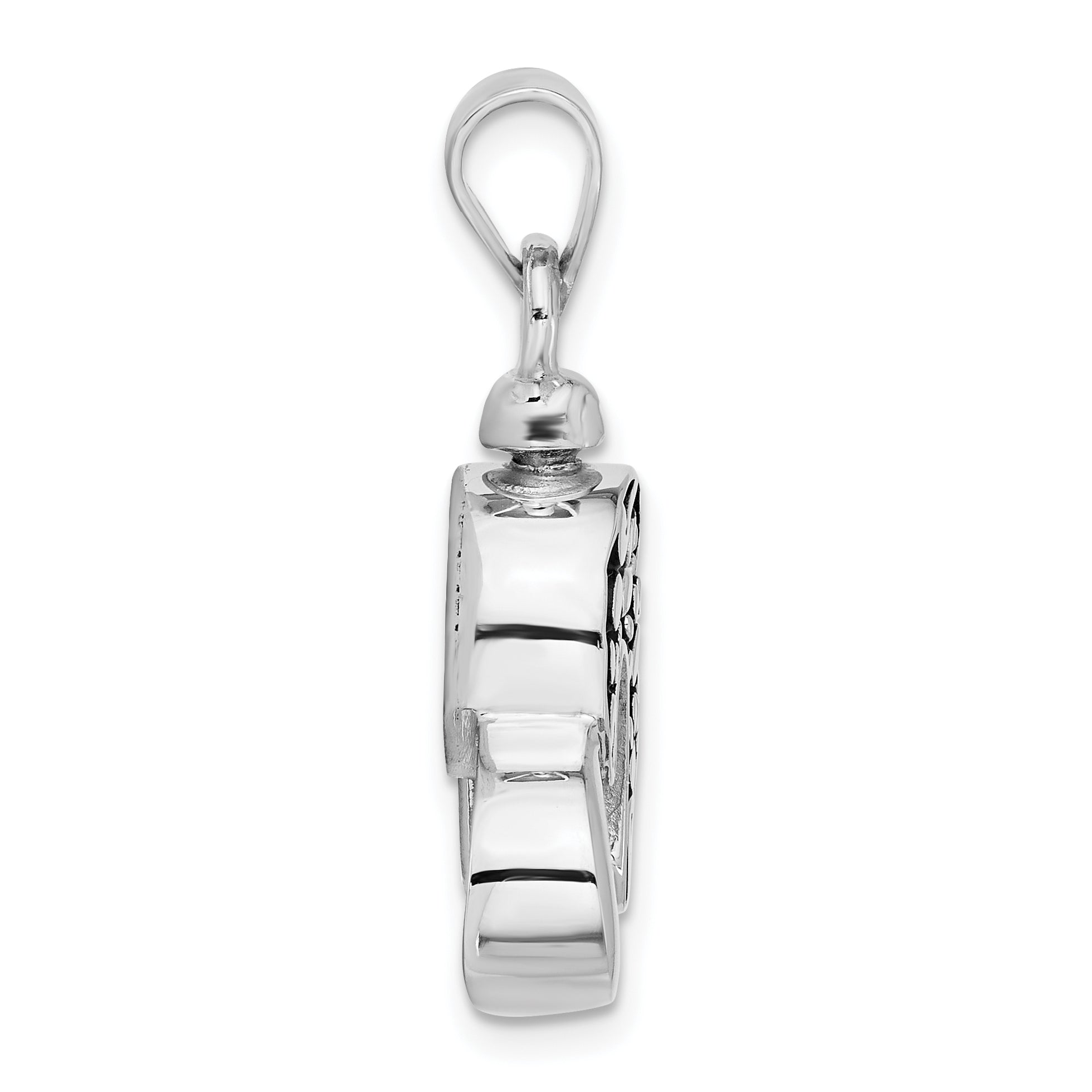 Sterling Silver Rhodium-plated Enamel Heart with Paw Prints Pendant Secondary image