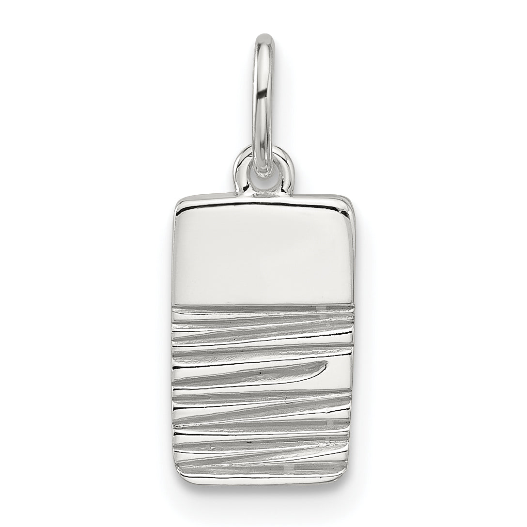 Sterling Silver E-coated Textured Rectangle Charm