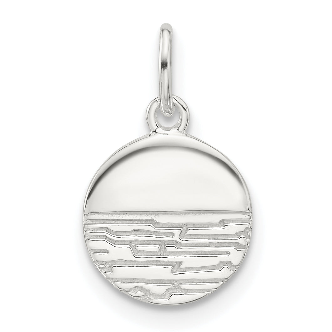 Sterling Silver E-coated Textured Circle Charm Main image