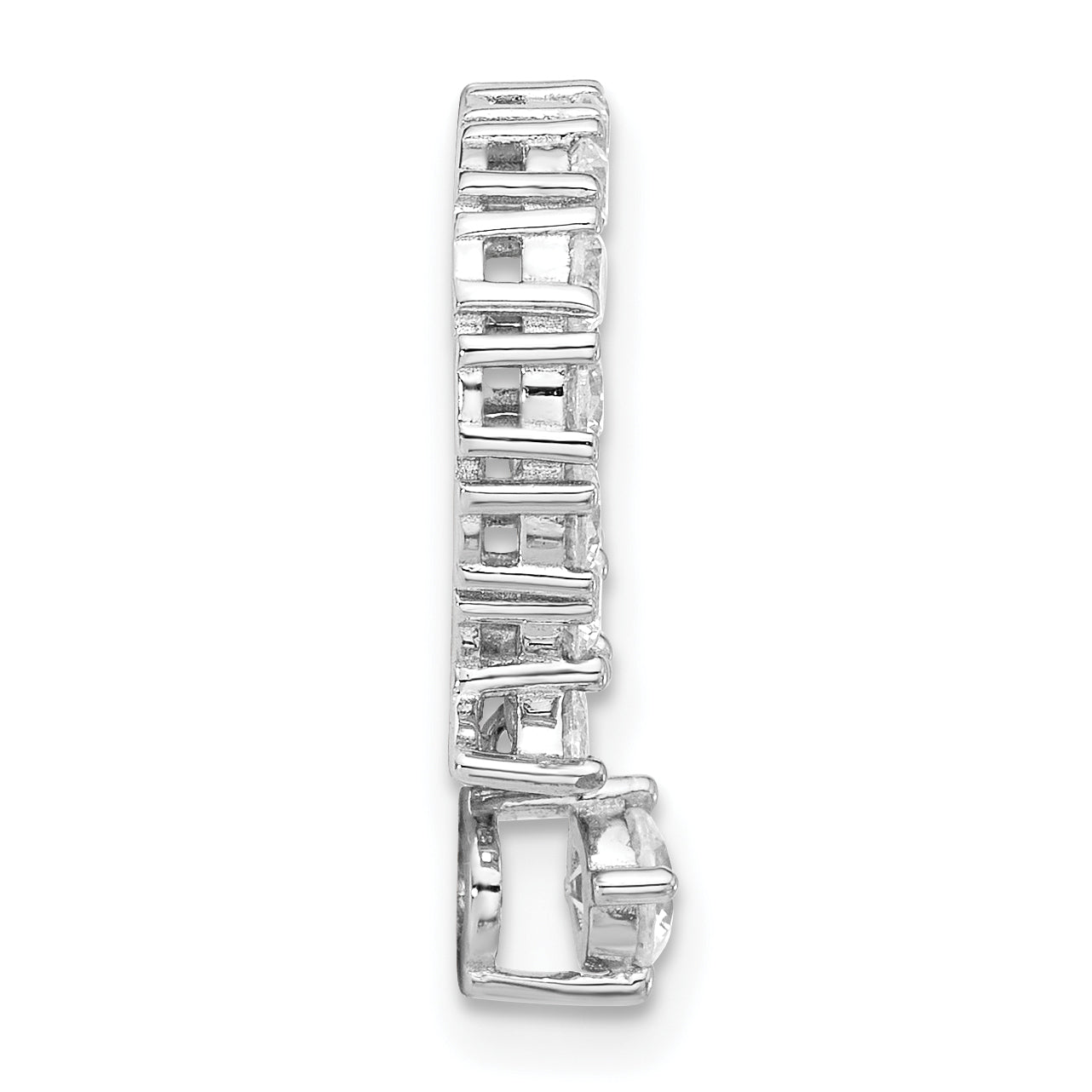Sterling Silver Rhod-plated CZ Circle Chain Slide Pendant Secondary image