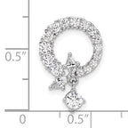 Sterling Silver Rhod-plated CZ Circle Chain Slide Pendant