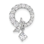 Sterling Silver Rhod-plated CZ Circle Chain Slide Pendant