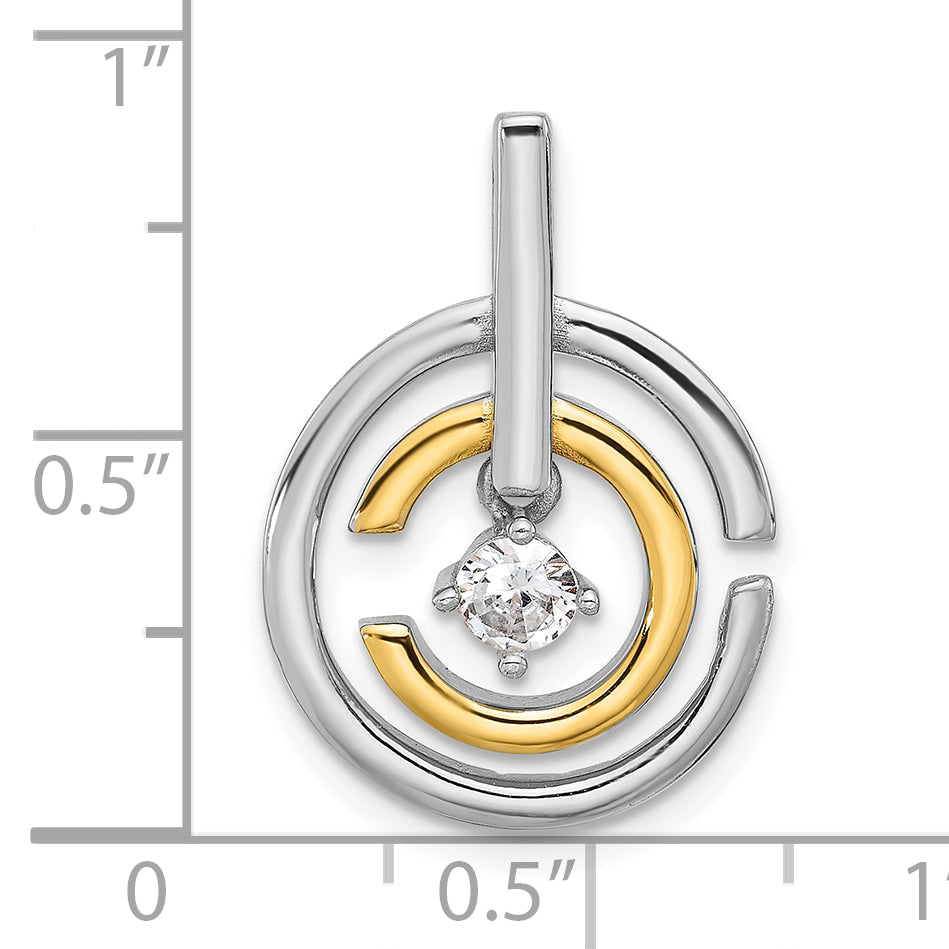 Sterling Silver Rhodium-plated Gold-tone Polished CZ Circles Chain Slide