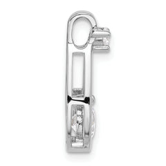 Sterling Silver Rhodium-plated with CZ Teardrop Shape Chain Slide