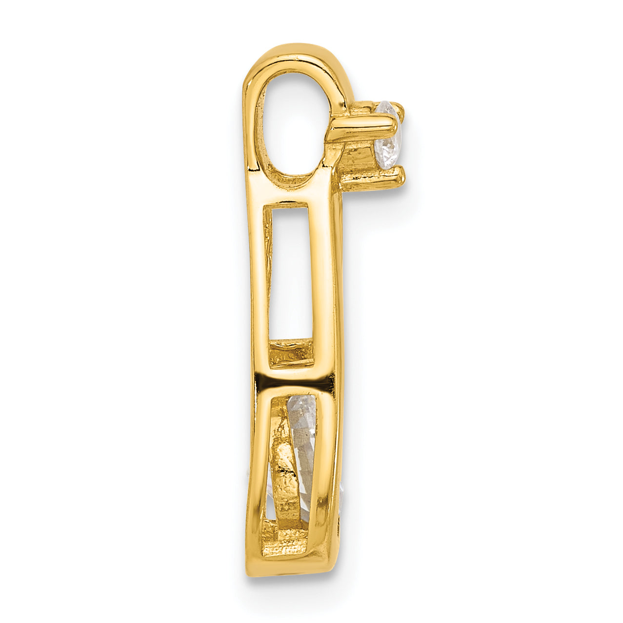 Sterling Silver Gold-tone with CZ Teardrop Shape Chain Slide Secondary image