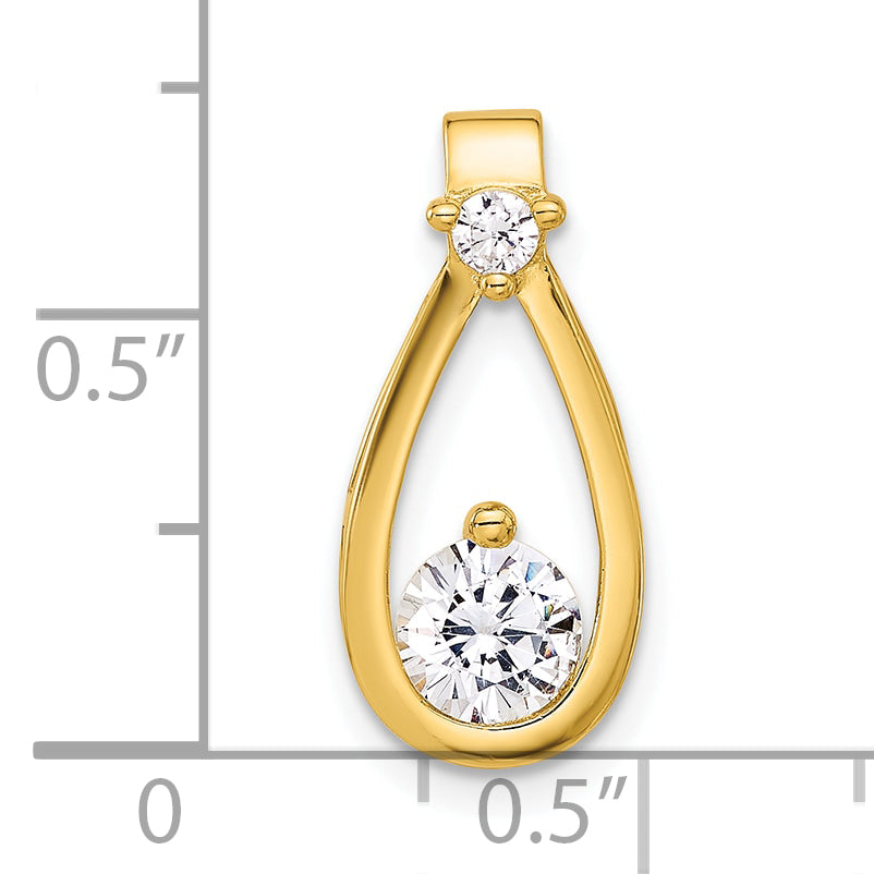 Sterling Silver Gold-tone with CZ Teardrop Shape Chain Slide