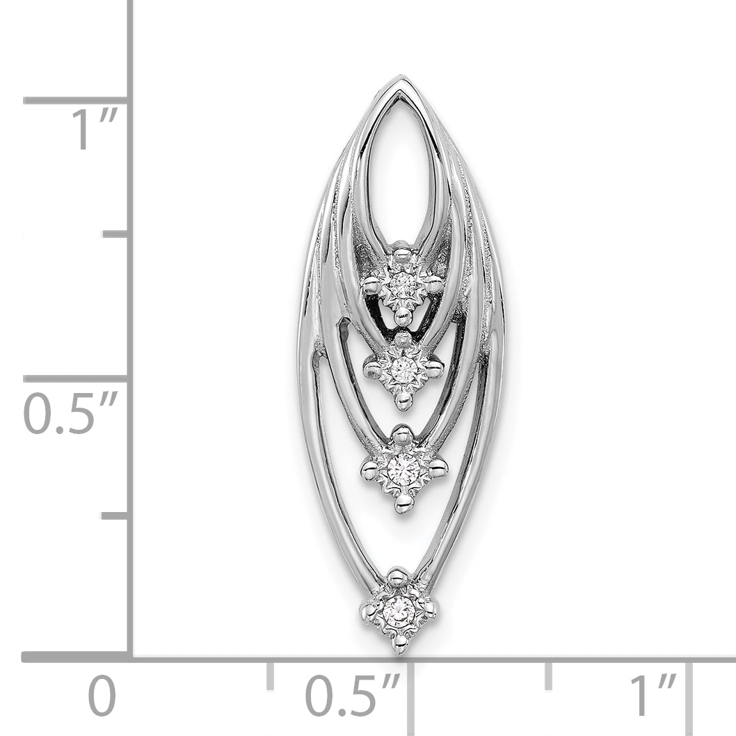 Sterling Silver Rhodium-plated Polished CZ Layered Chain Slide