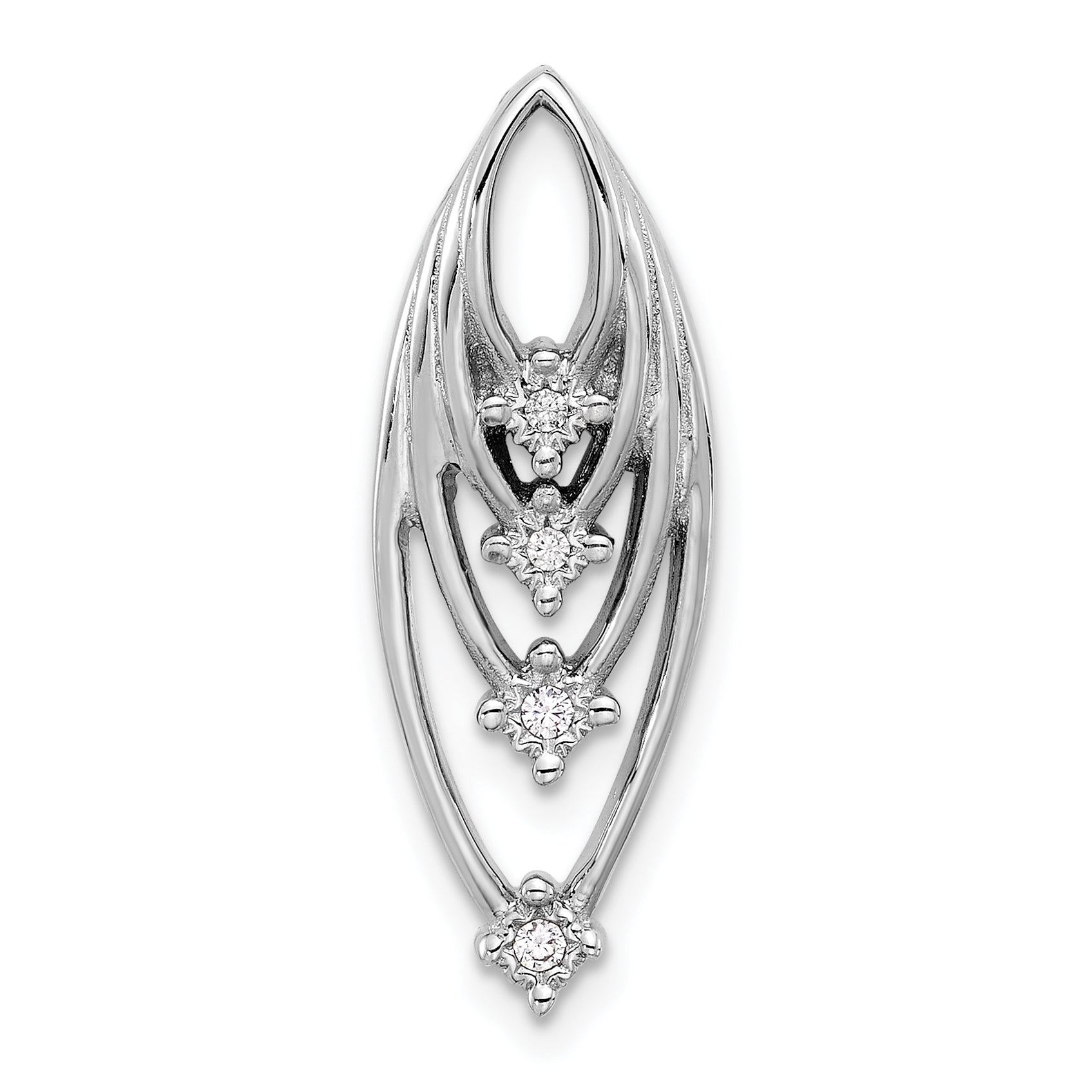 Sterling Silver Rhodium-plated Polished CZ Layered Chain Slide Main image