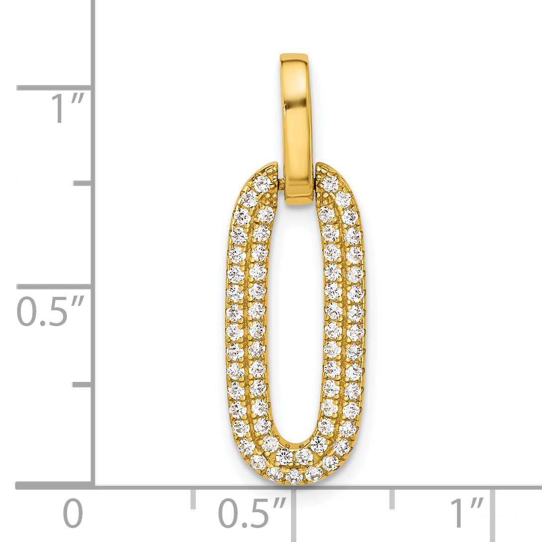Sterling Silver Gold-tone with Micro Pave CZ Pendant