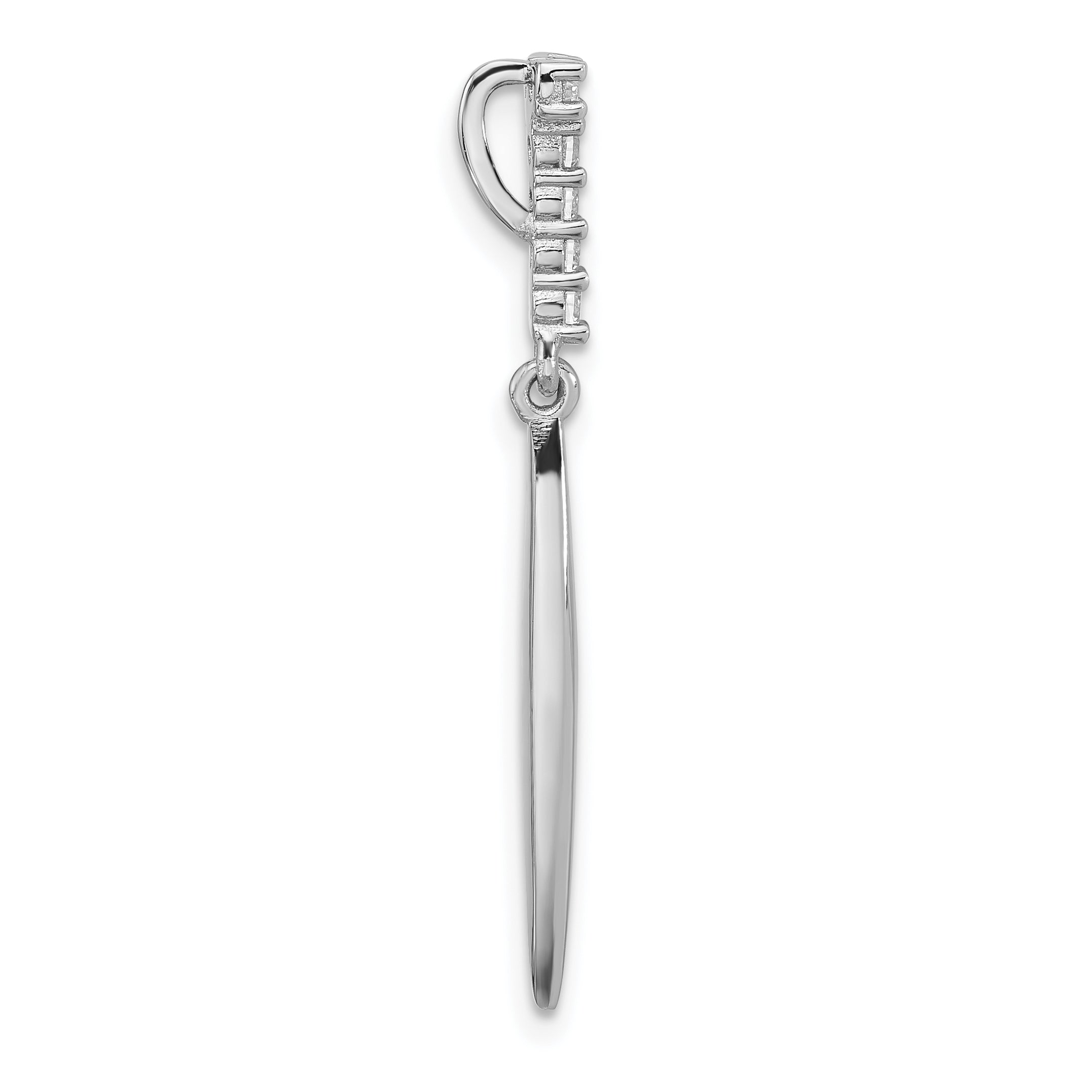 Sterling Silver Rhodium-plated Polished CZ Pointed Chain Slide Pendant Secondary image