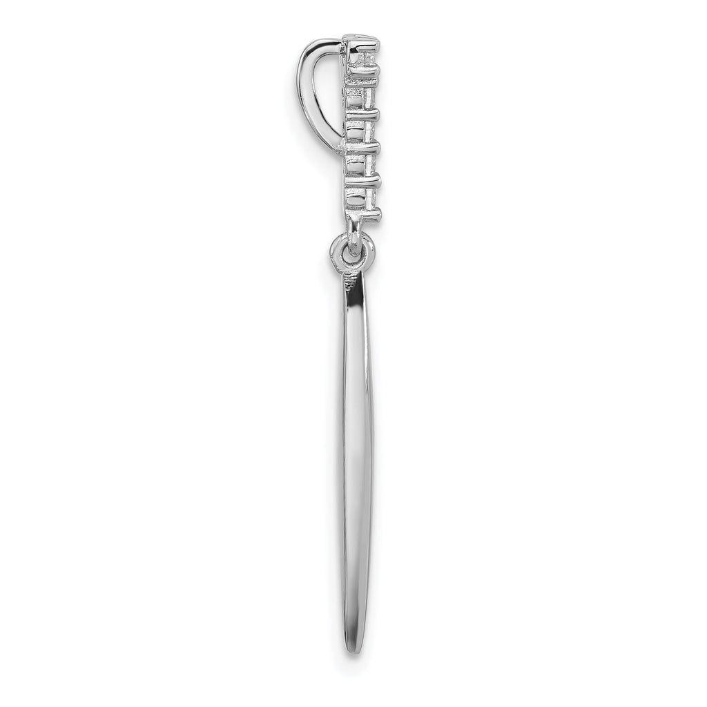 Sterling Silver Rhodium-plated Polished CZ Pointed Chain Slide Pendant
