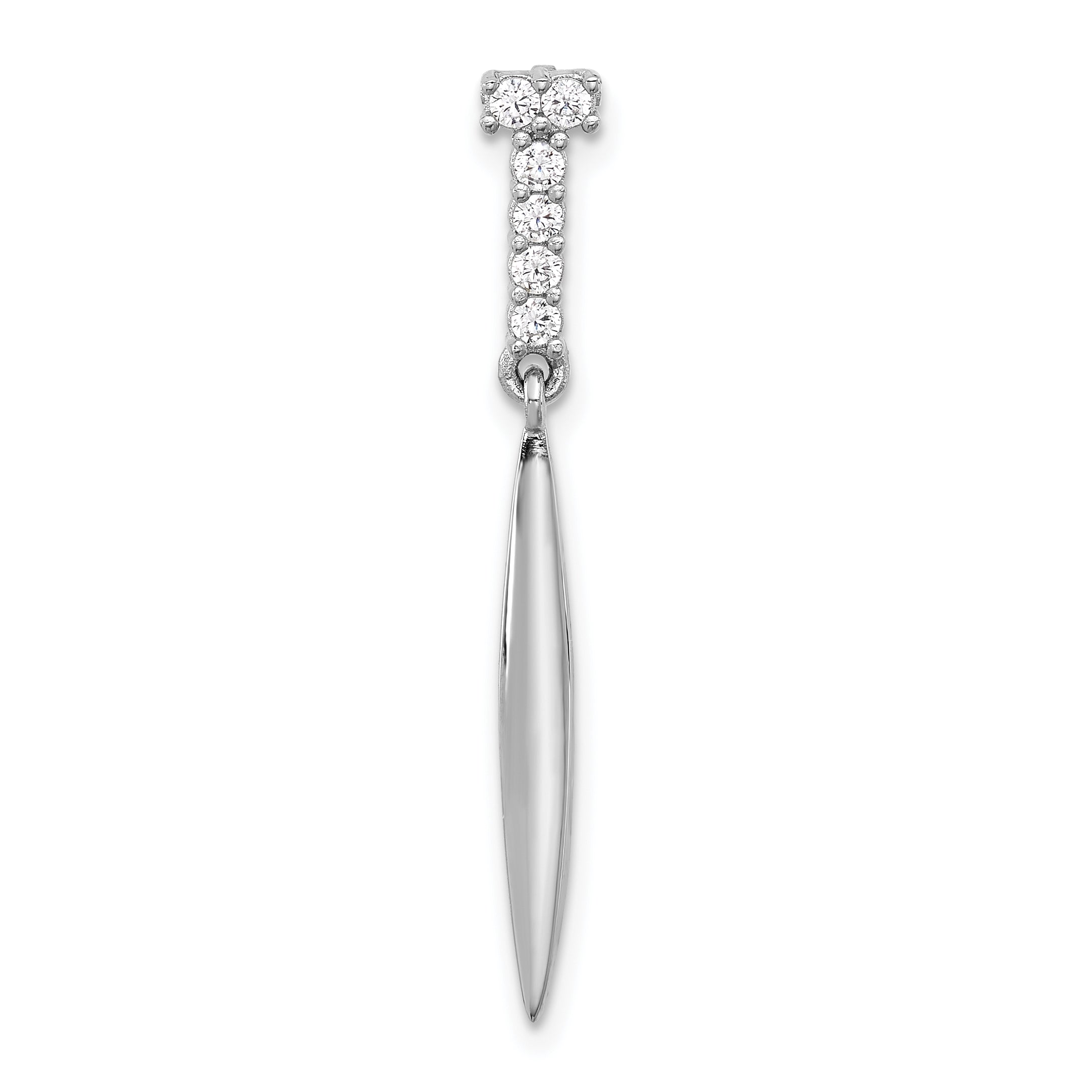 Sterling Silver Rhodium-plated Polished CZ Pointed Chain Slide Pendant Main image